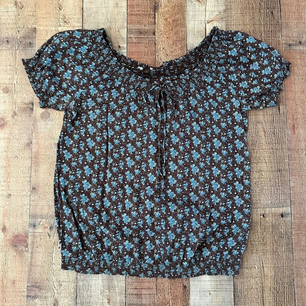 Maurices brown and blue blouse top women's large